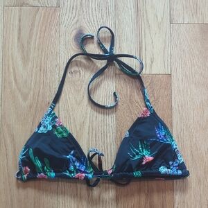 Eidon. Tropical Floral Tie-Up Bikini Top.Size XS.